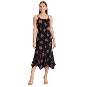 Luisa Spagnoli Floral Bias-Cut Slip Dress Handkerchief Hem (US 8 / IT 44)
